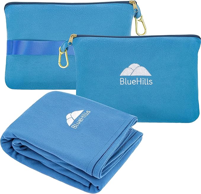 BlueHills Travel Blanket Pillow Compact Lightweight Pocket Size Airplane by BlueHills