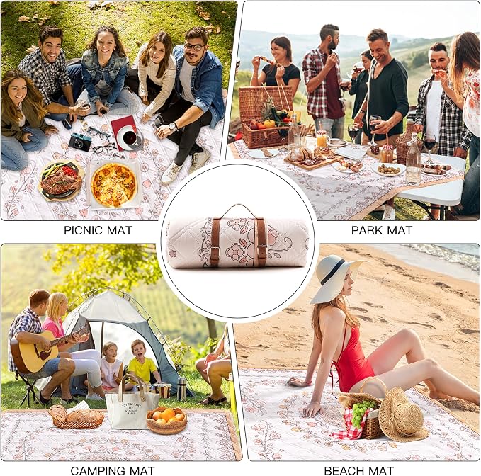 Boho Picnic Mat, Washable Foldable Portable Blanket - Image 6