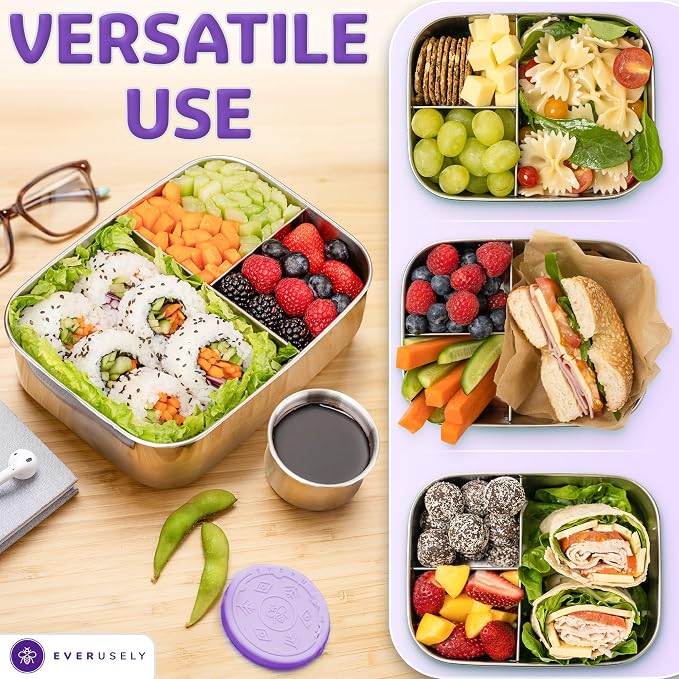 Everusely - Bento Box - Lavender, 47oz / 1.4 L - Stainless Steel Lunch Box - 3 - Image 5
