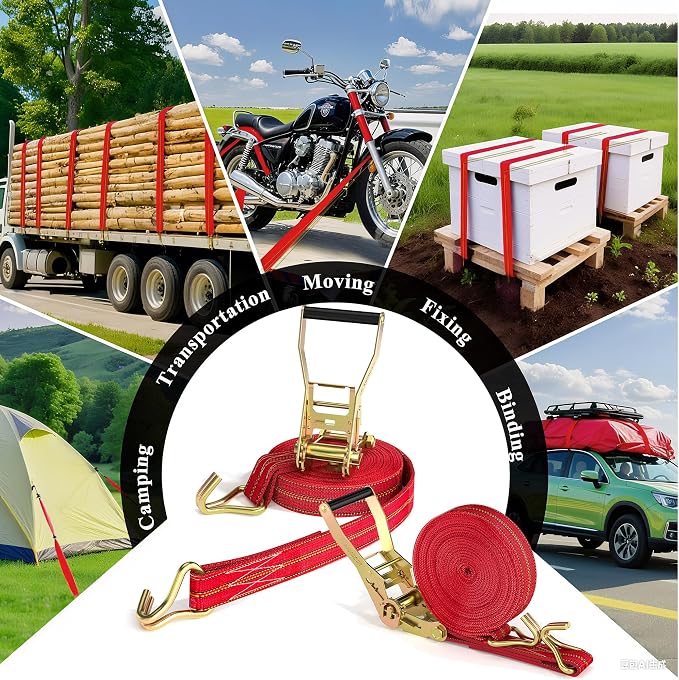 2Pack Ratchet Straps Heavy Duty, 2” 32Ft Tie Down Straps Ratchet, Tie Down - Image 9