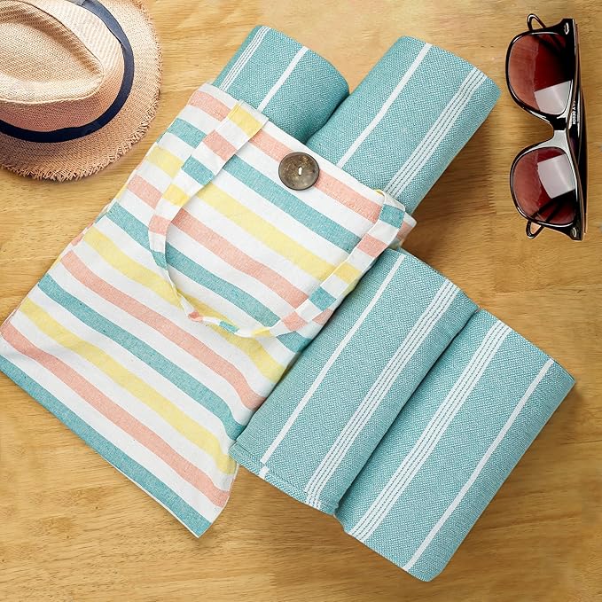 HILLFAIR Cotton Turkish Beach Towels, Quick Dry Lightweight Sand Free Peshtemal - Image 3