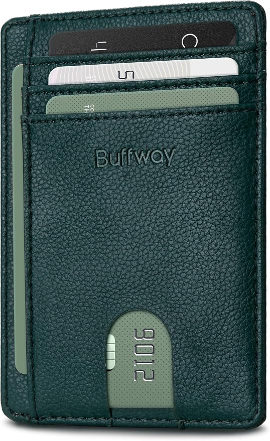 Buffway Slim Minimalist Front Pocket RFID Blocking Leather Wallets by Buffway