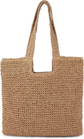 Straw Beach Tote Bag: Large Summer Boho Woven Bags by COZYOFFI