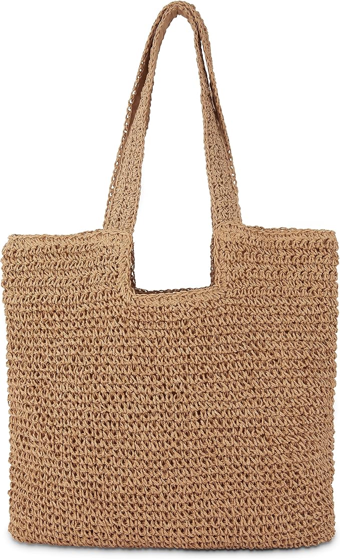 Straw Beach Tote Bag: Large Summer Boho Woven Bags by COZYOFFI