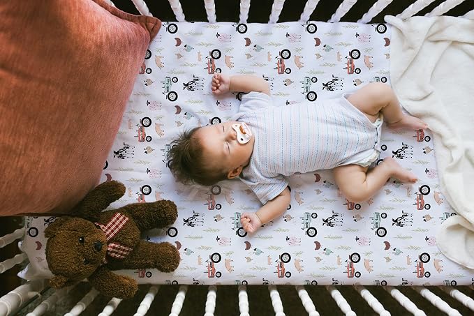 TotAha Crib Sheets for Boys, Premium Stretchy Farm Crib Sheet Fitted, Buttery - Image 7