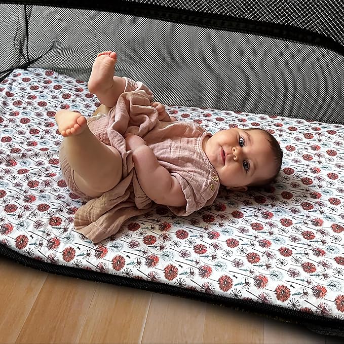 Quiggly Travel Crib Sheets for Guava Lotus, 2 Pack Organic Cotton Jersey Knit - Image 6