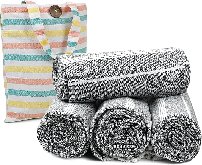 HILLFAIR Cotton Turkish Beach Towels, Quick Dry Lightweight Sand Free Peshtemal by HILLFAIR