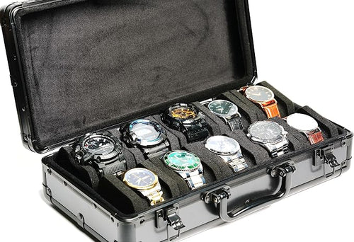 10 slots Aluminum watch case, Hard Deluxe watch storage organizer box - Image 2