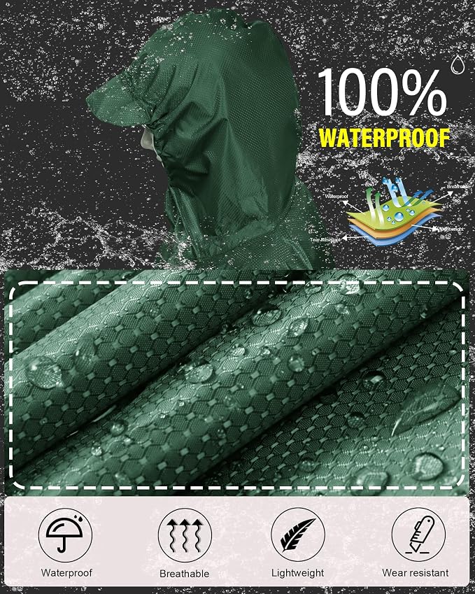 iCreek Hooded Rain Poncho with Pocket Waterproof Lightweight Unisex Raincoat - Image 2