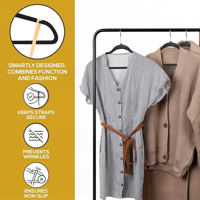 Premium Black Velvet Hangers 30 Pack – Space Saving Felt Hanger, Non Slip - Image 6