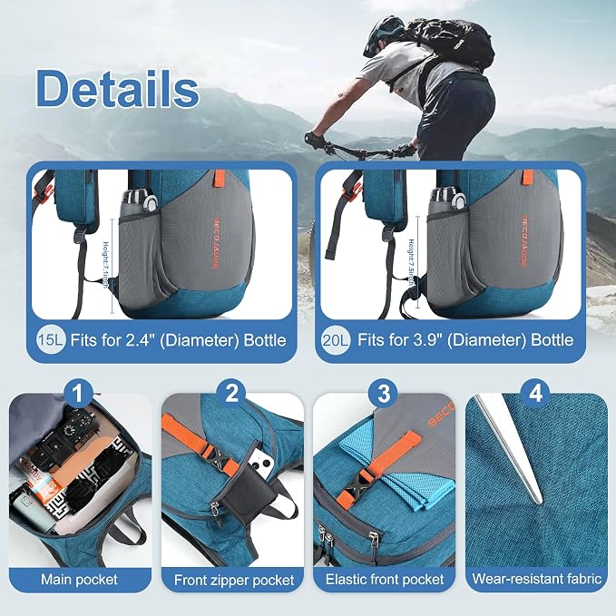 15L Small Hiking Backpack for Men Women Foldable Packable Back Pack Ultralight - Image 3