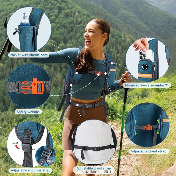 FIORETTO 20L Hiking Backpack for Women Men Mini Packable Backpack Lightweight - Image 2