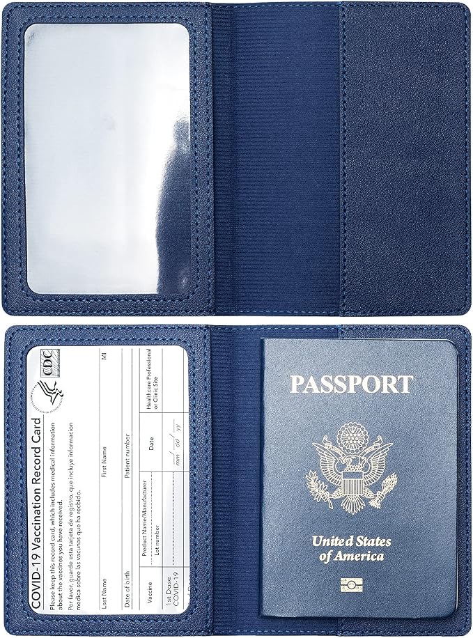 2 Pack Passport covers and Vaccine Card Holder PU Leather Passport Wallet - Image 3
