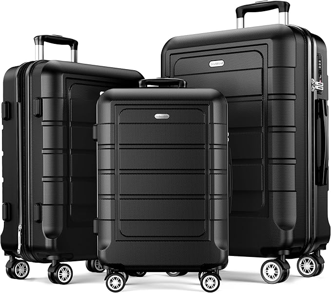 SHOWKOO Luggage Sets Expandable PC+ABS Durable Suitcase Double Wheels TSA Lock by SHOWKOO