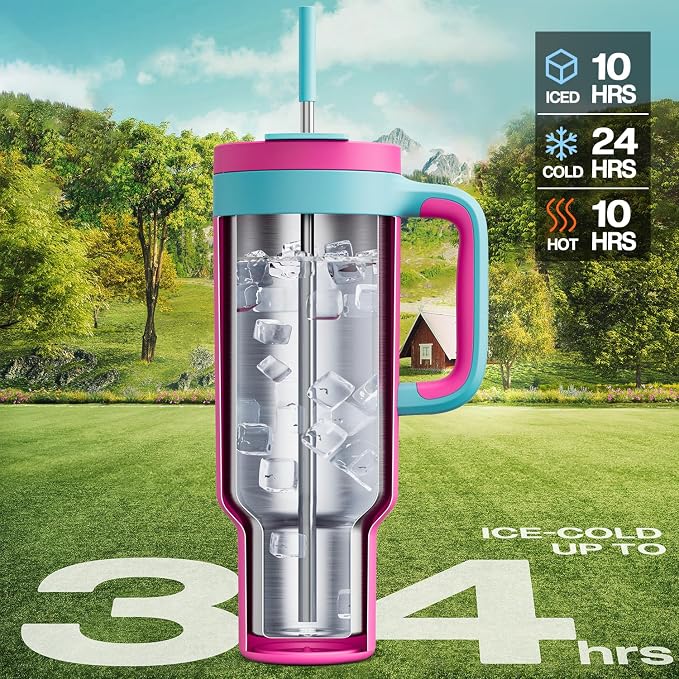 POWCAN 50 oz Tumbler with Handle, 2-in-1 Straw and Sip Lid, Dishwasher Safe - Image 2