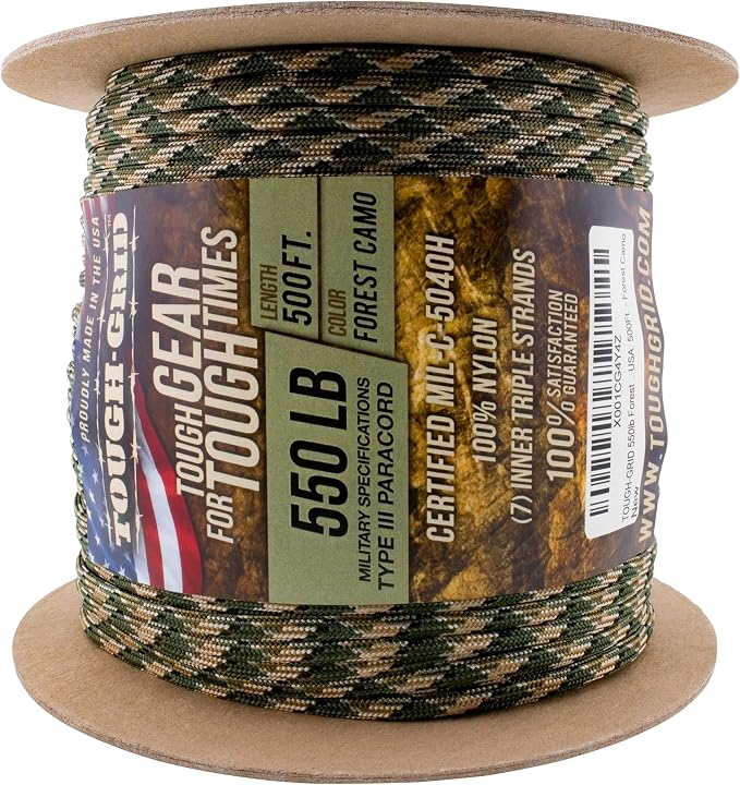 TOUGH-GRID 550 Paracord Rope Nylon Parachute Cord, Made in USA Survival Kit - Image 3