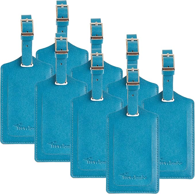 8 Pack Leather Luggage Travel Bag Tags by Travelambo by Travelambo