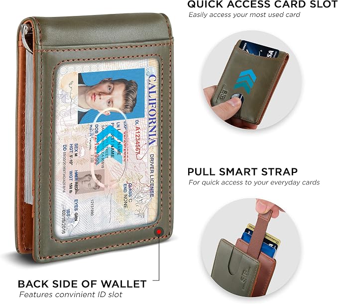 SERMAN BRANDS RFID Blocking Slim Bifold Genuine Leather Minimalist Front Pocket - Image 4