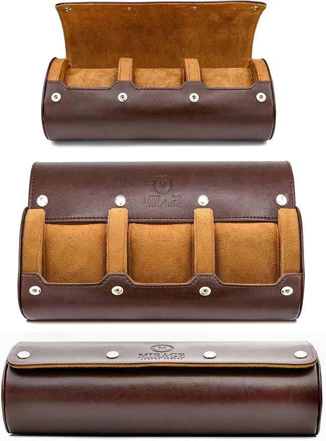 Watch Travel Case for Men Watch Roll for Travel Organizer and Display Watch Case by MirageLuxuryTravel