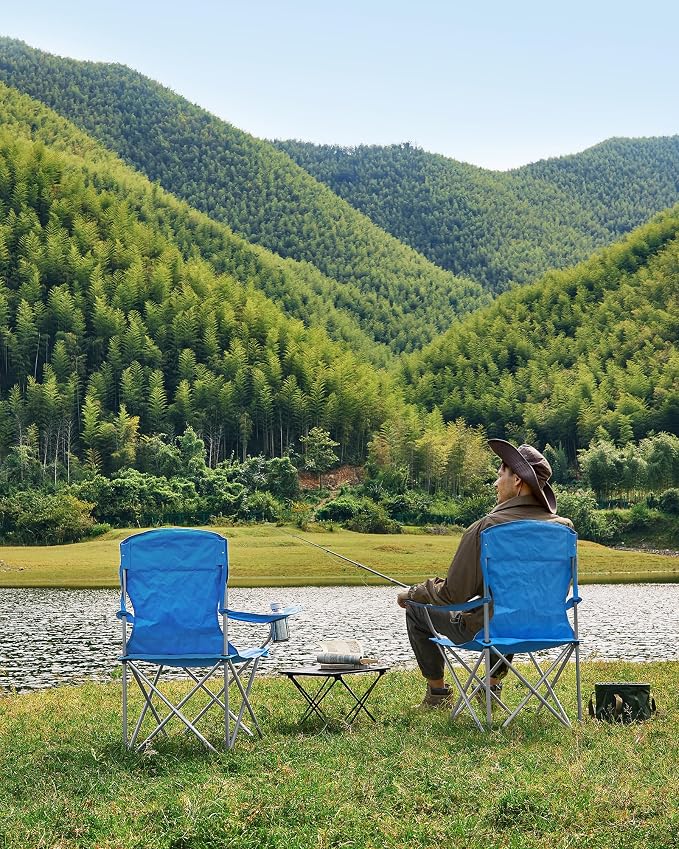 SONGMICS 2 Pack Folding Camping Chairs, Load 330 lb, Cup Holder and High - Image 8