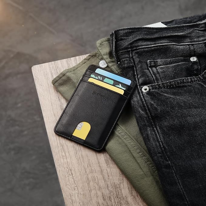 Buffway Mens Slim Wallet, Minimalist Thin Front Pocket Leather Credit Card - Image 7