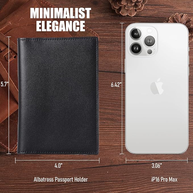 STAR VISTA Albatross Leather Travel Passport Holder, Minimalist Design - Image 7