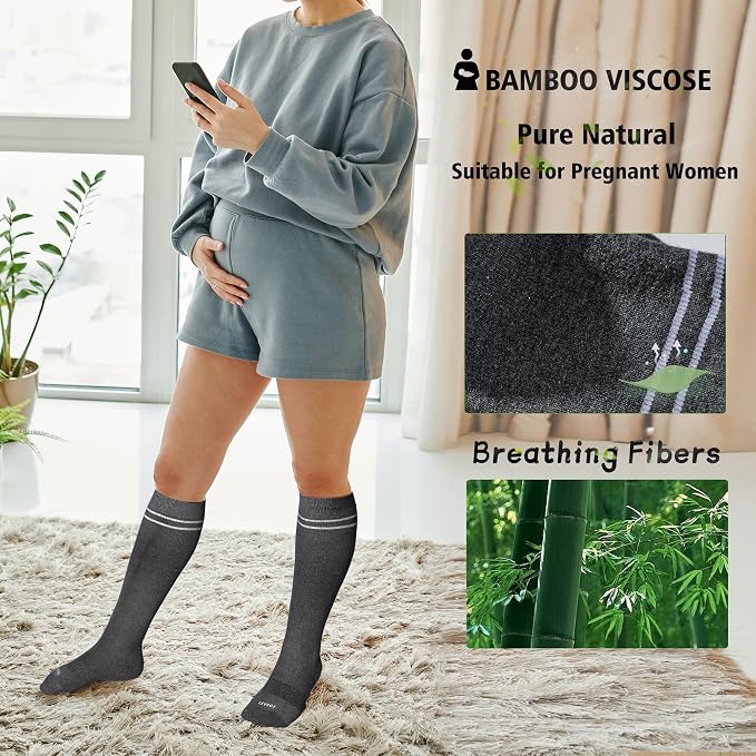 LEVSOX Compression Socks for Pregnant Women 20-30 mmHg Knee High Cute Funny - Image 4