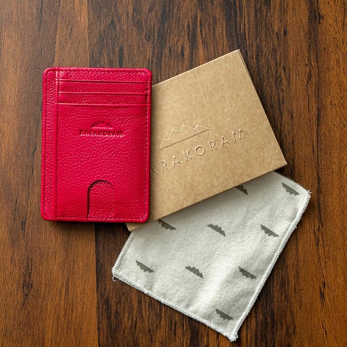 KARAKORAM Vertical Handcrafted Premium Leather Front Pocket Credit Card Holder - Image 8