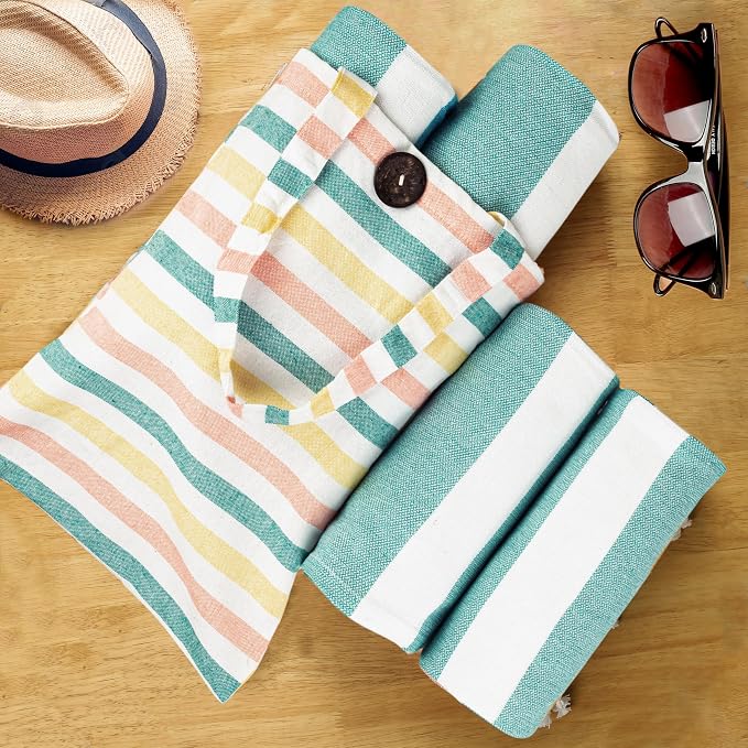 HILLFAIR Cotton Turkish Beach Towels, Quick Dry Lightweight Sand Free Peshtemal - Image 3