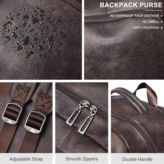 30L Business Laptop Backpack for Women Men, Travel Work Backpack Purse Faux - Image 4