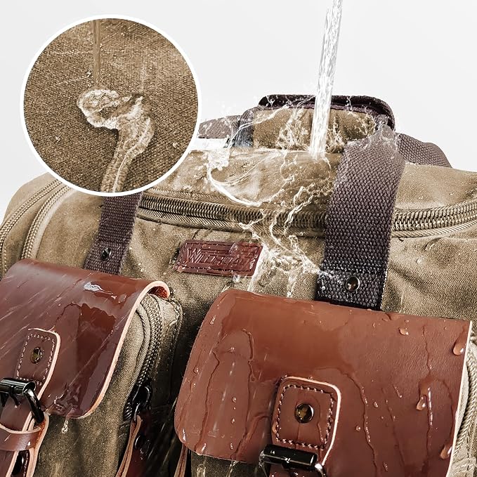 Wildroad Waxed Canvas Genuine Leather 50L Waterproof Duffle Bag - Image 3