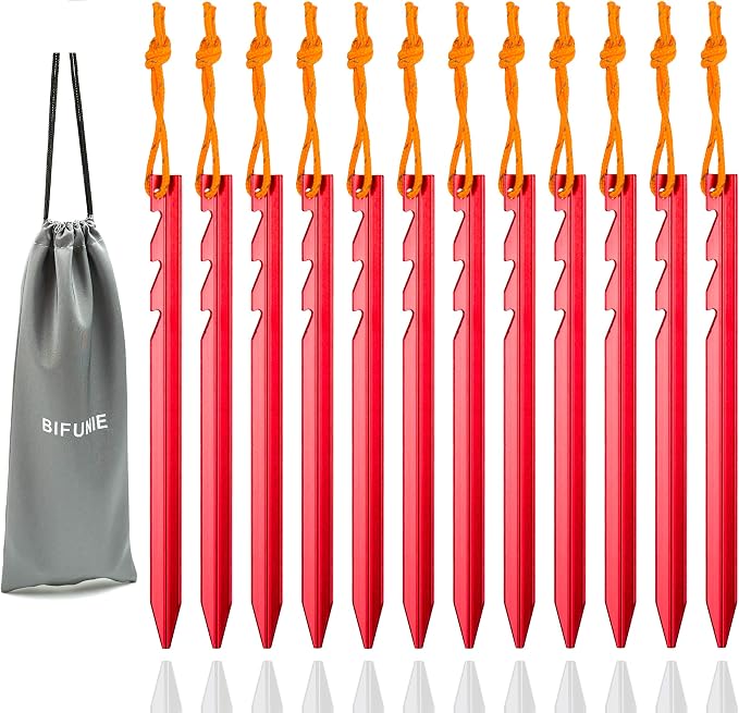 Aluminum Alloy Tent Stakes Pegs, Lightweight Metal Stakes Pegs by BIFUNIE