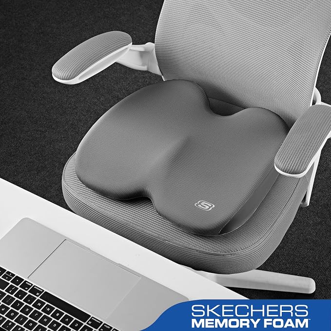 Skechers Memory Foam Seat Cushion, Ribbed Fabric Office Chair Cushion - Image 4