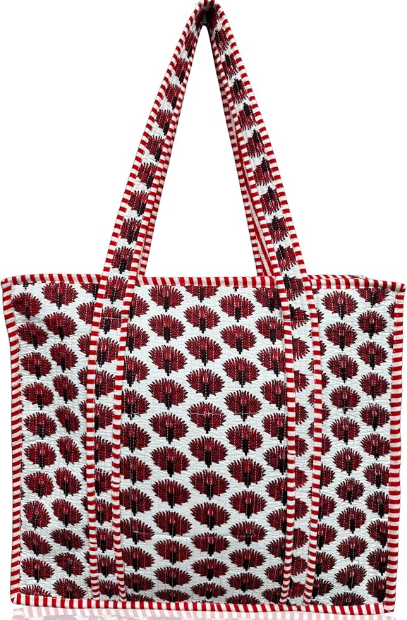 Cotton Quilted Tote Bag for Women – Large Beach & Travel Tote by ThirdEyeExport