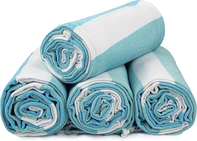 HILLFAIR Cotton Turkish Beach Towels, Quick Dry Lightweight Sand Free Peshtemal - Image 7