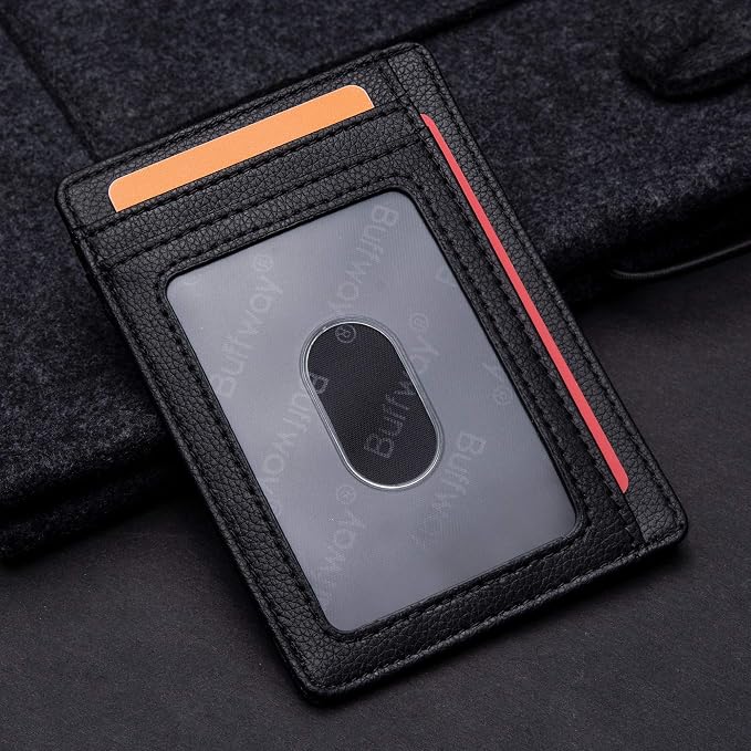 Buffway Slim Minimalist Front Pocket RFID Blocking Leather Wallets - Image 3
