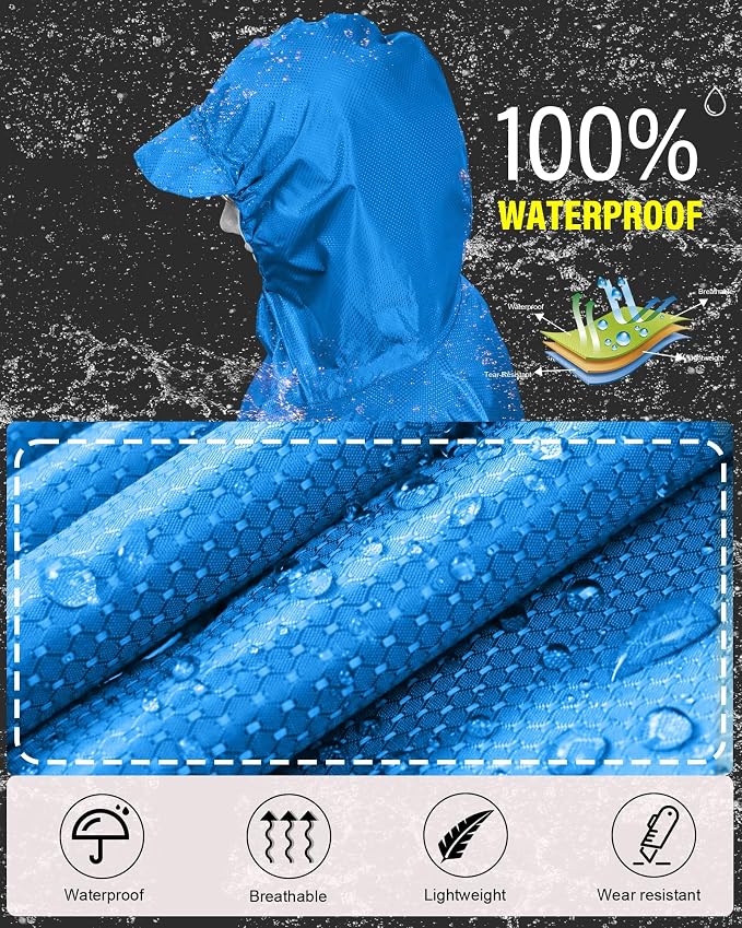 iCreek Hooded Rain Poncho with Pocket Waterproof Lightweight Unisex Raincoat - Image 2
