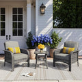HOOOWOOO Patio Furniture Set, 3 Pieces Outdoor Conversation Set, All Weather by DesignforBetterLife