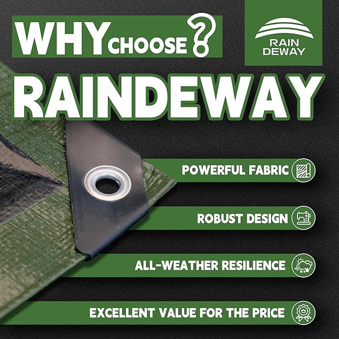 20x30 Feet Tarp Waterproof, 9Mil Thick, Finished Size Tarps, UV Resistant - Image 2