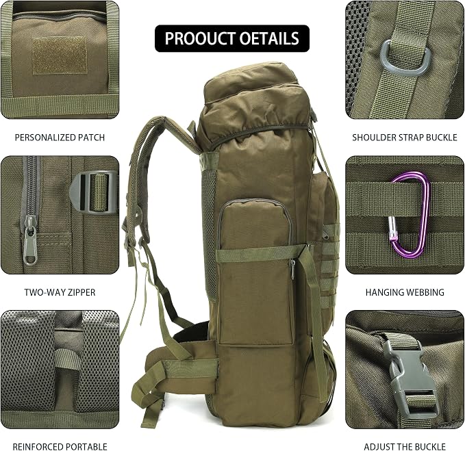 Hiking Backpack for Men 70L/100L Camping Backpack Military Rucksack Molle 3 - Image 6