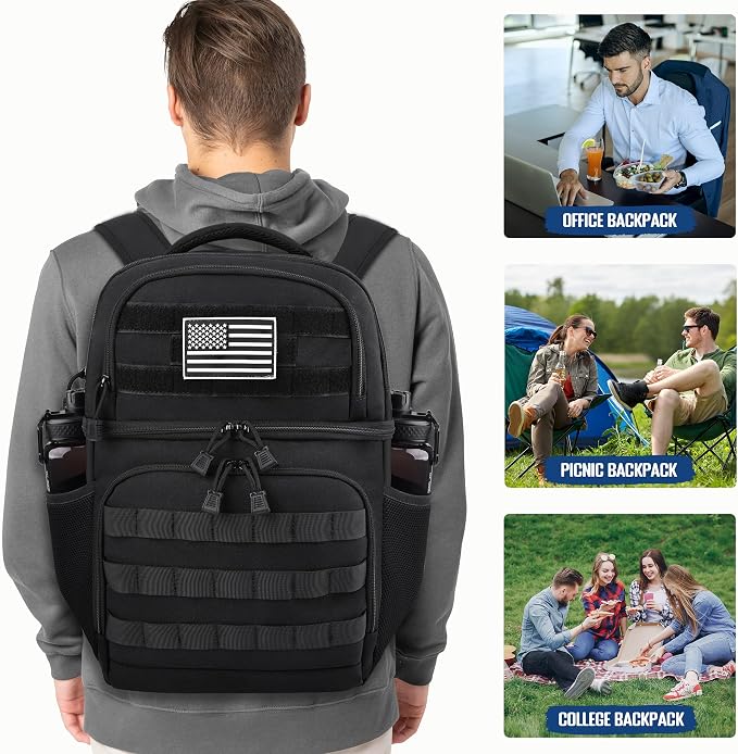 MOZETO Lunch Backpack for Men, Tactical Inspired Double Deck Cooler Backpack - Image 7