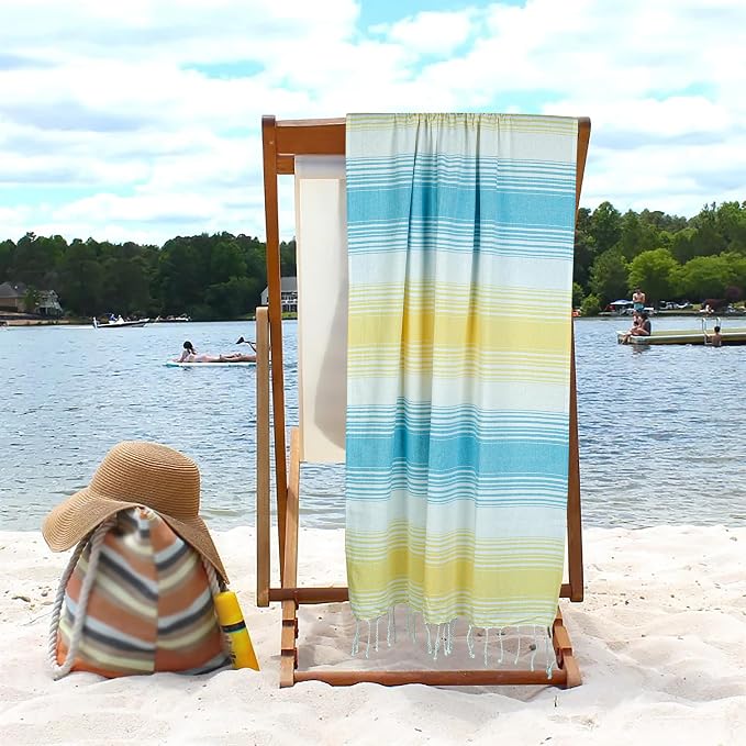 HILLFAIR Cotton Turkish Beach Towels, Quick Dry Lightweight Sand Free Peshtemal - Image 6