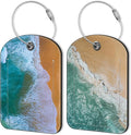 2 PCS Leather Luggage Tag for Suitcase Sea Waves and Sand Beach Scene Travel by Unknown