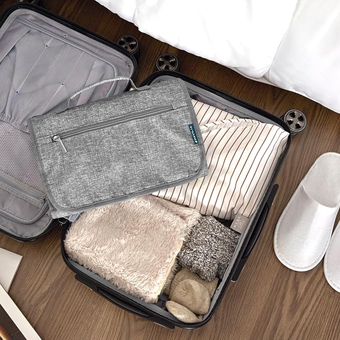 PAVILIA Hanging Toiletry Bag Women Men, Travel Kit Foldable Large Toiletries - Image 7