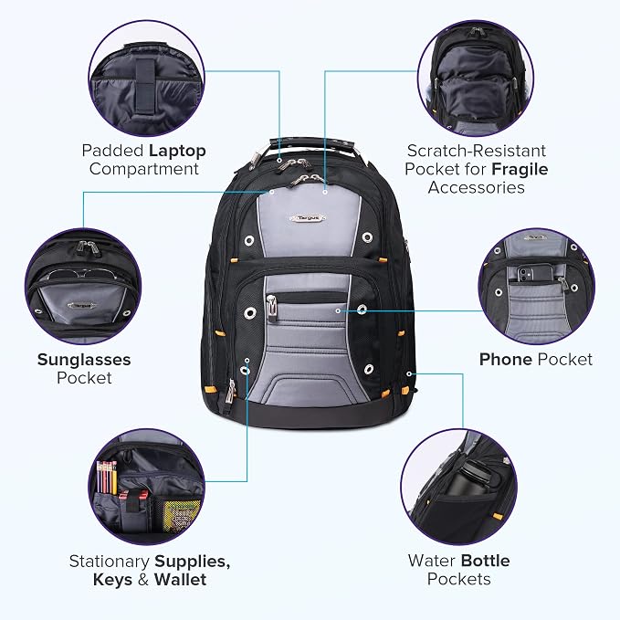 Targus Drifter II Laptop Backpack, Durable Water-Resistant Material, Fits up to - Image 2