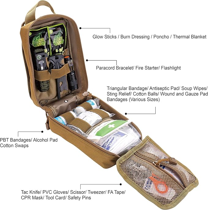 EVERLIT 250 Pieces Survival First Aid Kit IFAK EMT Molle Pouch Survival Kit - Image 2