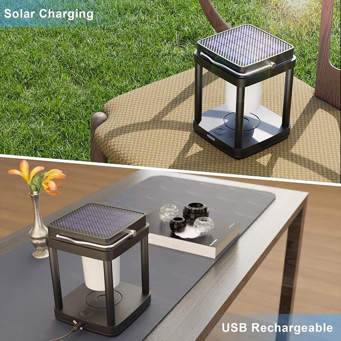 Solar Lantern Outdoor Table Lamp, Touch Control Outdoor Cordless Lantern - Image 5