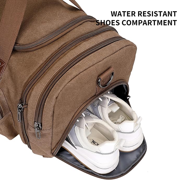 WITZMAN Mens Duffle Bags for Traveling Canvas Weekender Travel Bag Expandable - Image 6