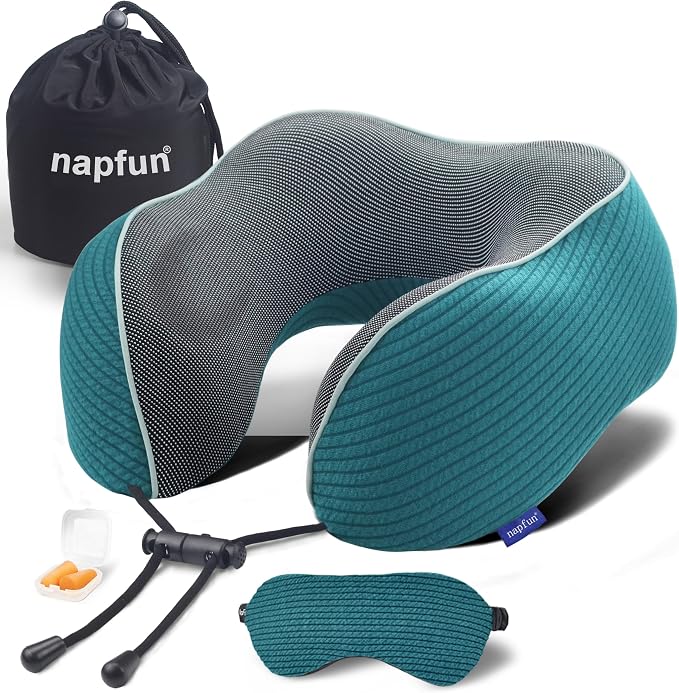 napfun Neck Pillow for Traveling, Upgraded Travel Neck Pillow for Airplane 100% by NAPFUN