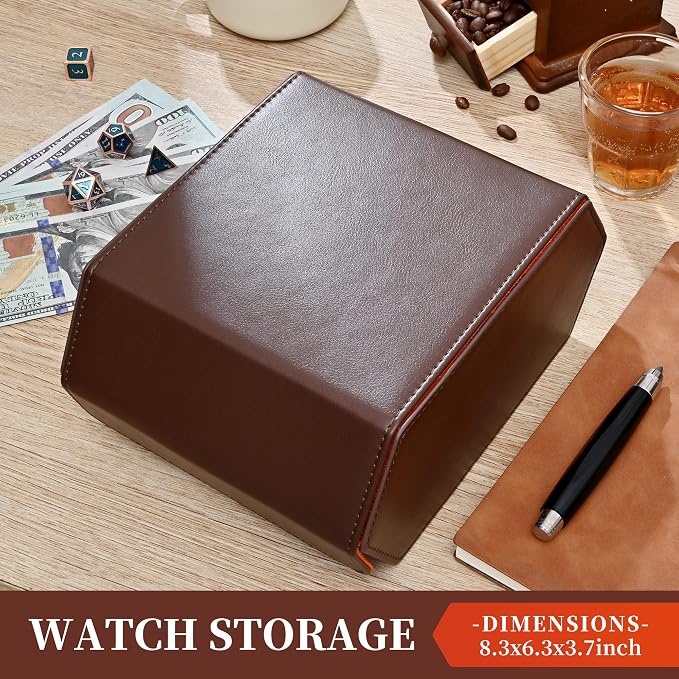 Watch Roll Travel Case for 4 Watchs Storage and Organizer, Leather Watch Box - Image 6